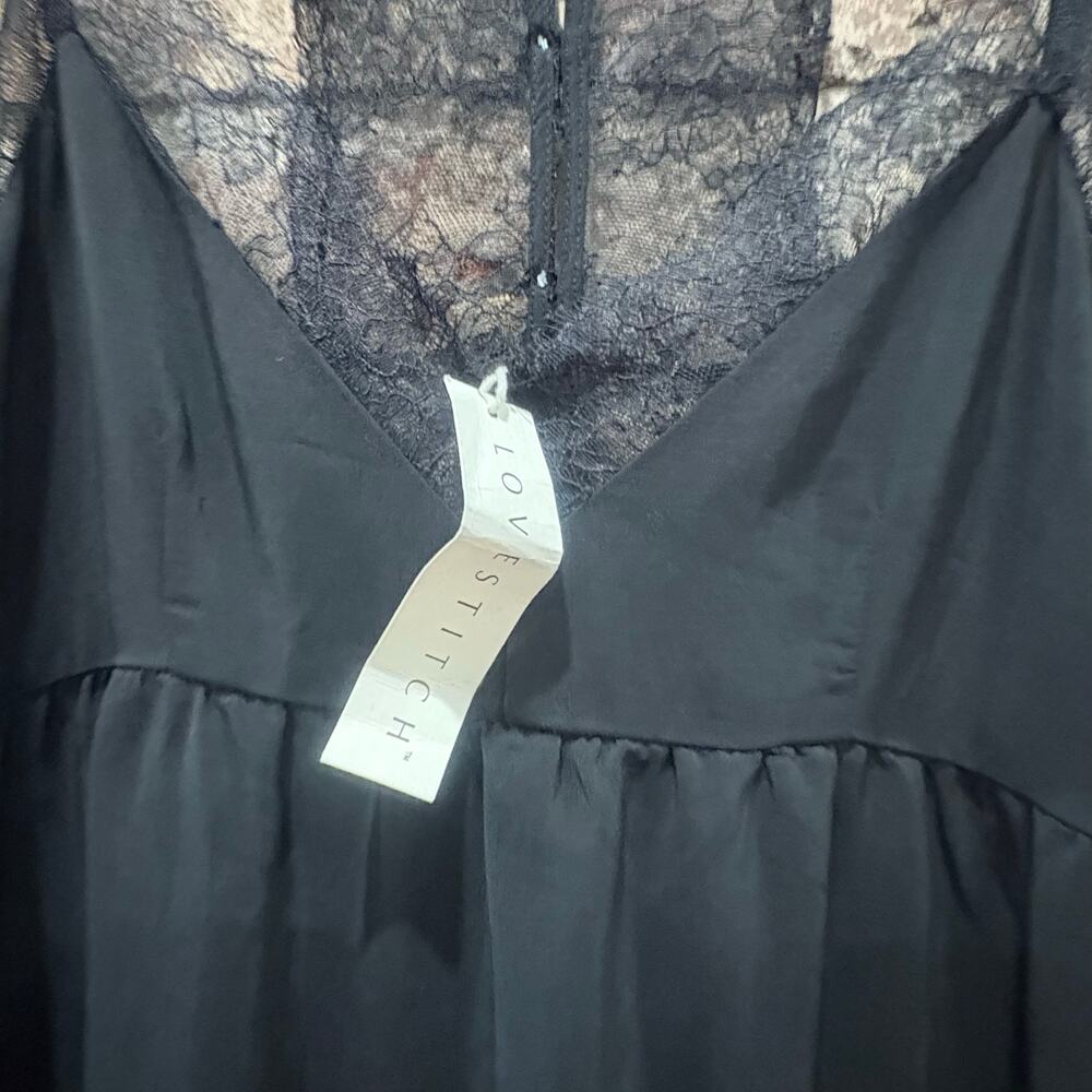 NEW Lovestitch Black Lace Spaghetti Strap Tiered Maxi Dress Size Small‎ - Picture 5 of 9